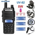 Baofeng UV-82 Plus 8W 10KM Dual PTT Speaker Microphone  Dual PTT Headset Programming Cable  Car Charger