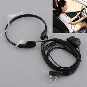 Walkie Talkie Kenwood Extendable Throat Vibration Mic Headset Finger PTT TK Port