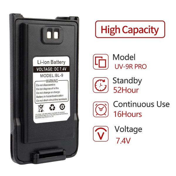 Baofeng UV-9R Pro Battery for Pofung UV9R Plus UV-XR Radios - Image 2