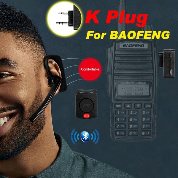 K Interface Bluetooth Wireless Headphone Walkie Talkie  BT Earpiece K Plug