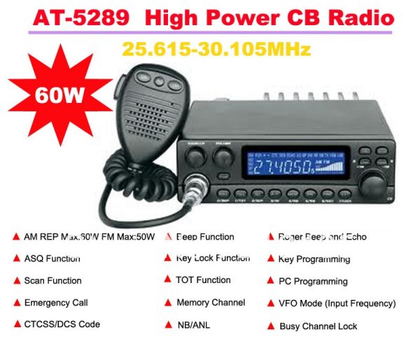 AnyTone AT5289 High Power Citizens Band CB Radio Station 60W Mobile Transceiver
