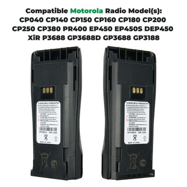 With Charger NNTN4851A Battery for Motorola CP150 CP140 CP160 CP180 CP250 GP3688 GP3188 Replacement NNTN4496 Battery - Image 2