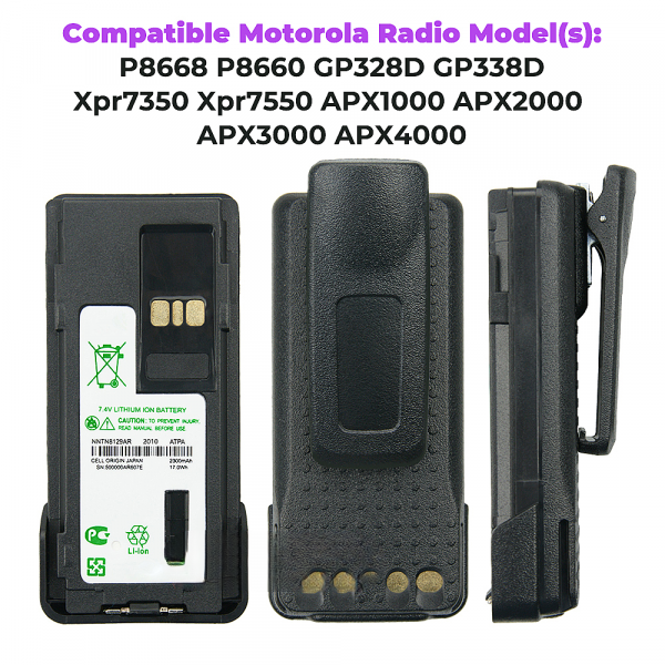 High Quality Wholesale 10PCS For Motorola Radios Replacement NNTN8129AR Battery with Belt Clips - Image 2