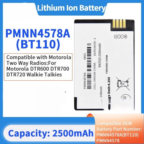 New BT110 Battery 2500mAh PMNN4578A PMNN4578 Batteries for Motorola DTR600 DTR700 DTR720 Radios - Image 3