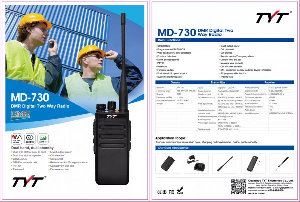 TYT MD-730 Professional Digital DMR Two Way Radio 5W 1024 channels Dual Band Digital Transceiver - Image 5