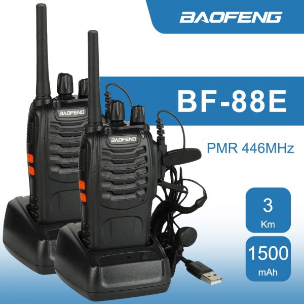 2Pcs License Free Baofeng BF-88E PMR446MHz Two Way Radio A pair Baofeng PMR Walkie Talkie with Earpieces