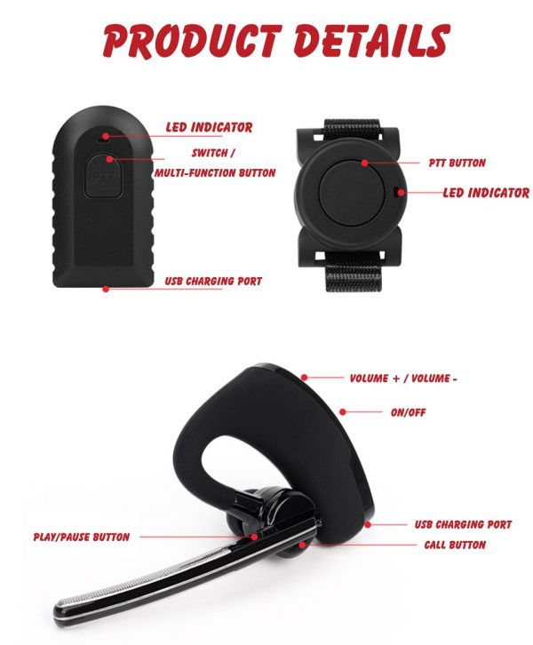 Walkie Talkie Wireless Bluetooth Headset Two Way Radio Wireless Headphone BT Earpiece For Yaesu Vertex VX-6R VX6R VX7R FT-270 - Image 4
