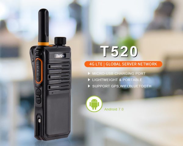 Global Talking Range Inrico T520 Slim Compact 4G LTE Radio Zello Android PTT Dual Sim Card Woki Toki