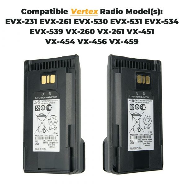 Belt Clip 2600mAh AAJ68X001 FNB-V133Li FNB-V134Li Rechargeable Battery for VERTEX VX-261 VX-451 VX-456 VX-530 EVX-231 EVX-531 Radios - Image 4