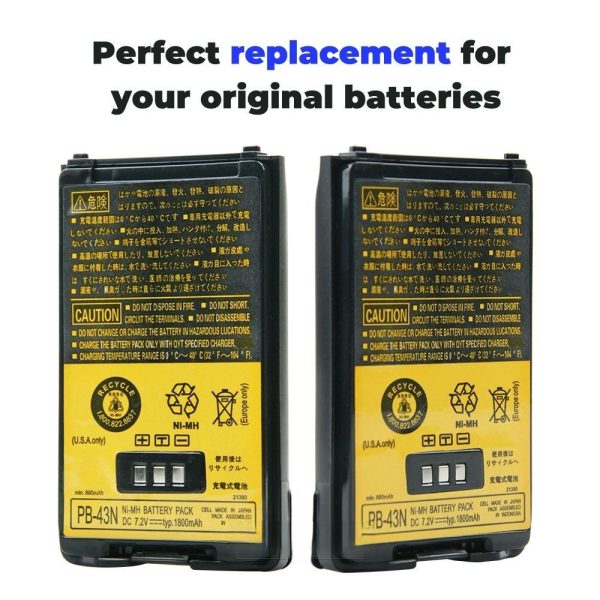 1800mAh Battery Replacement for Kenwood TH-255A, TH-K2AT, TH-K2E, TH-K2ET, TH-K4ET Two Way Radio Part NO KNB-43, PB-43H, PB-43N - Image 3