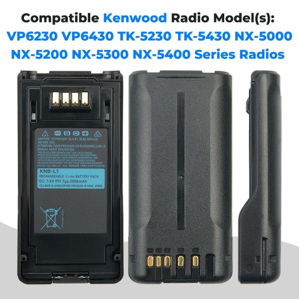 2000mAh KNB-L1 Battery for Kenwood VP6430 TK-5320 NX-5000 NX-5200 NX-5300 NX-5400 Series Two Way Radios Replacement Battery - Image 2