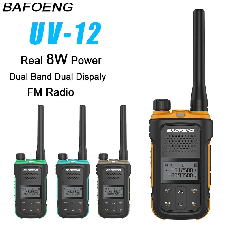 BAOFENG UV 12 Walkie Talkie UV-12 Real 8W 3800mAh Dual BanD Type-C Charging