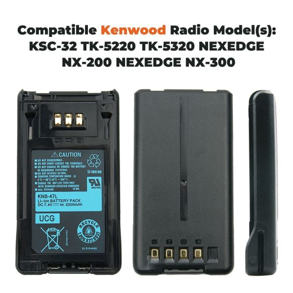 KNB-47L 2200mAh Replacement Battery for Kenwood TK-5220 TK-5320 NEXEDGE NX-200 NX-300 Two Way Radio Battery