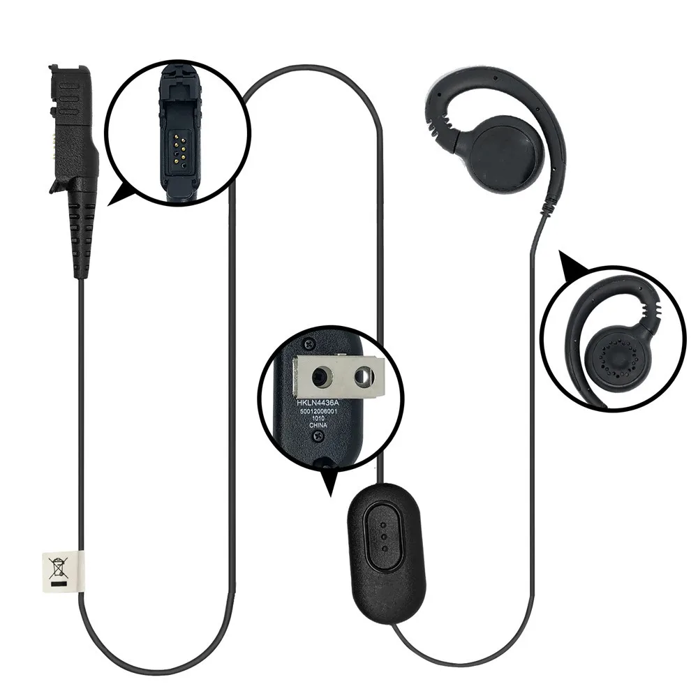 HKLN4436A Black Walkie Talkie Earpiece Headset for Motorola XPR3300 XPR3500 Portable Radio Earphone