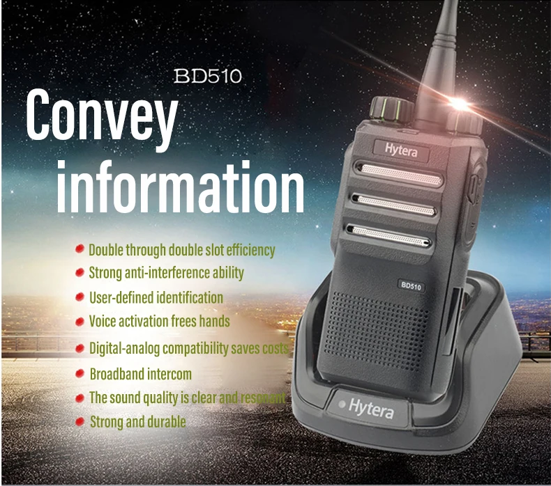 Hytera HYT BD510 Digital Analog VHF UHF Waterproof Professional DMR Portable Transceiver