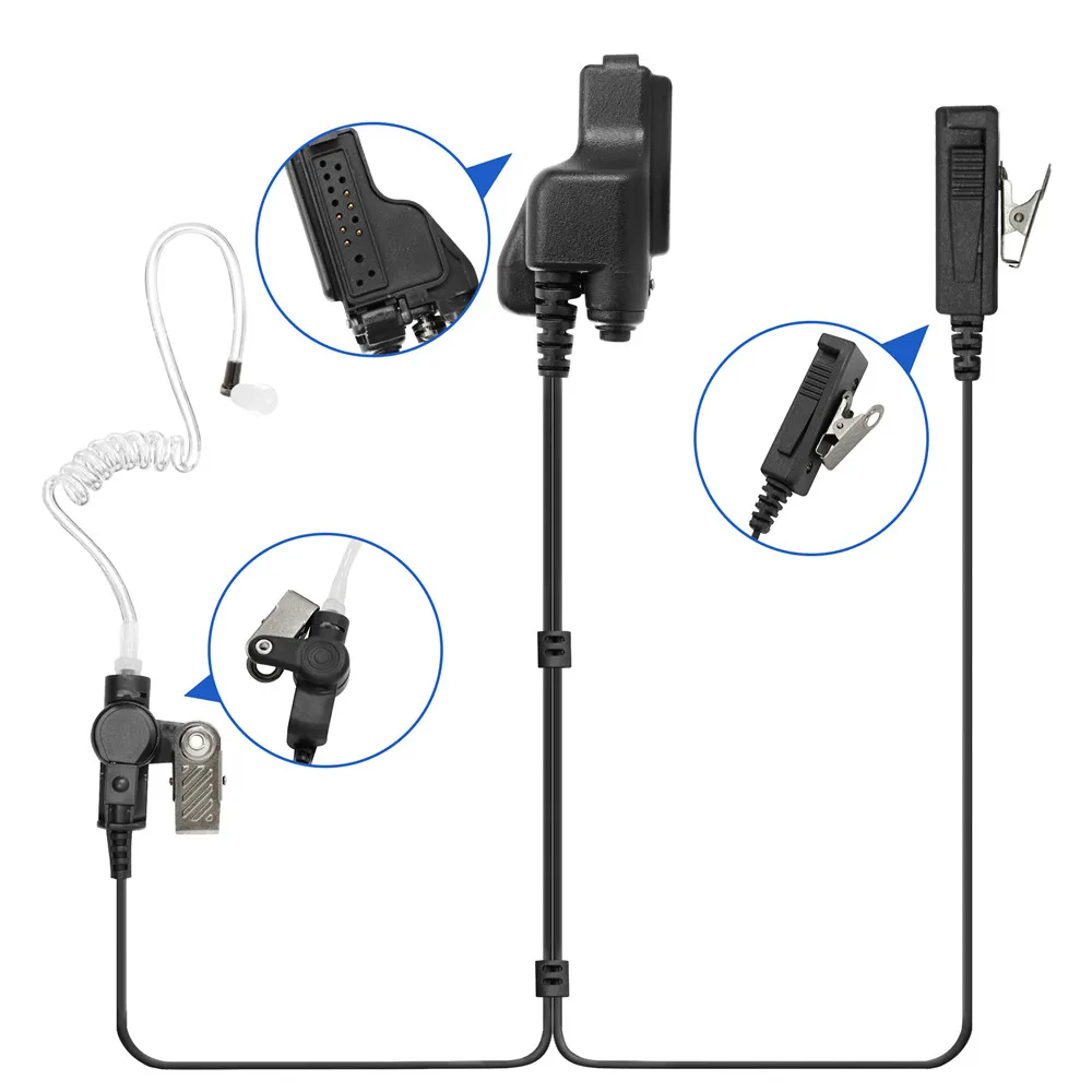 2-wire Surveillance Acoustic Tube Headset for Motorola XTS1500 XTS2500 XTS3000 XTS3500 XTS5000 HT1000 Radio Earphone