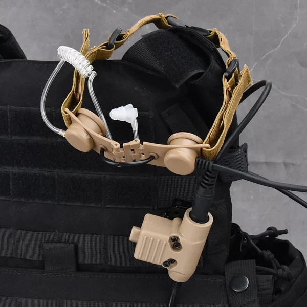 Tactical throat air duct earphones Neck Laryngeal Microphone Headset With Kenwood U94 PTT For Moto Midland Walkie Talkie - Image 5