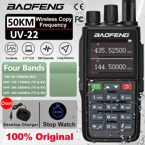Baofeng UV-22 Four Band High Power Long Range 999 Channel FM Portable Amateur Radio