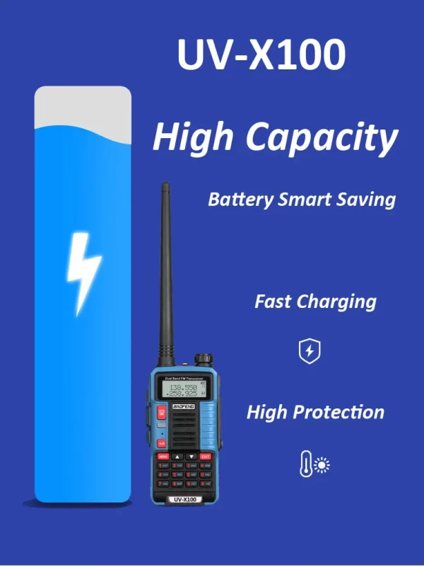 2024 Baofeng UV X100 New Arrival Tri-band 220-260Mhz 136-174Mhz 400-520Mhz Portable Radio 50KM - Image 6