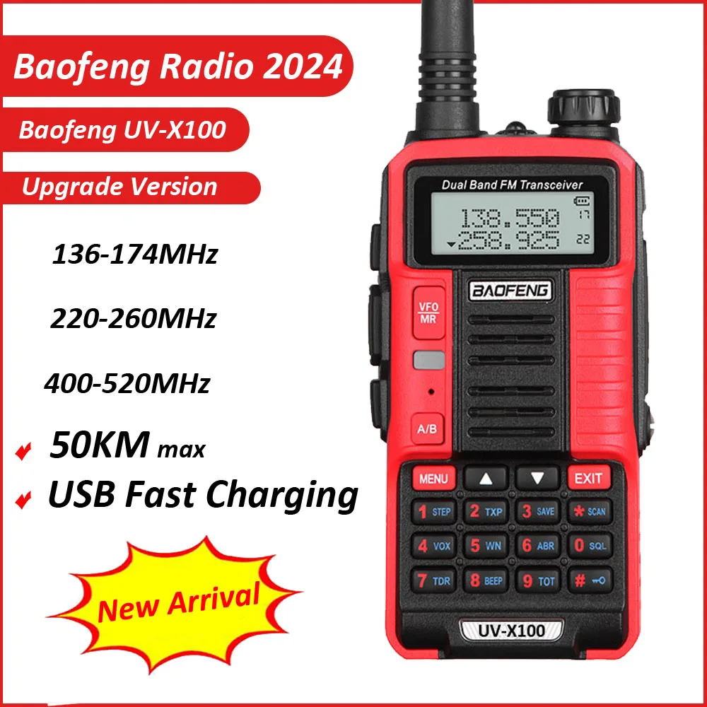 2024 Baofeng UV-X100 Tri-band New Upgraded 50KM Long RangeHam CB Radio 