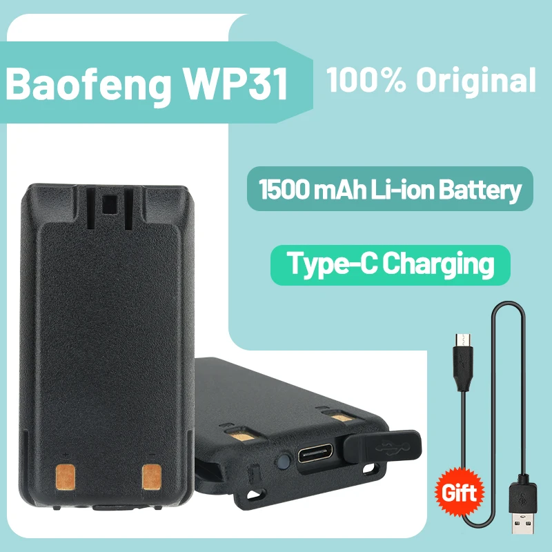 Original Baofeng WP31 High Capacity Li-ion Battery DC 3.7V support type-C charging for Baofeng WP31 Portable Walkie Talkie
