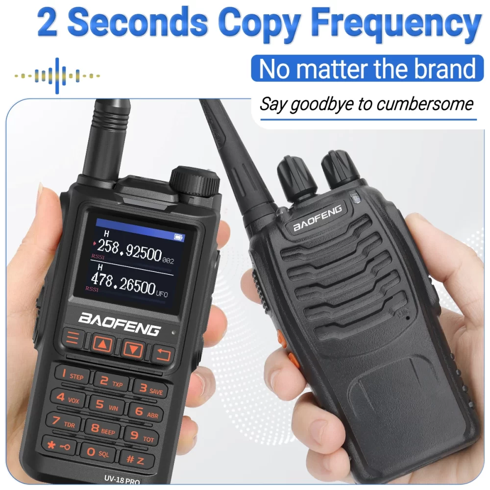 BaoFeng UV-18 PRO Multi Band 10W Portable Transceiver Wireless Copy Frequency Type-C Long Range NOAA 999CH Ham Two Way Radio - Image 3