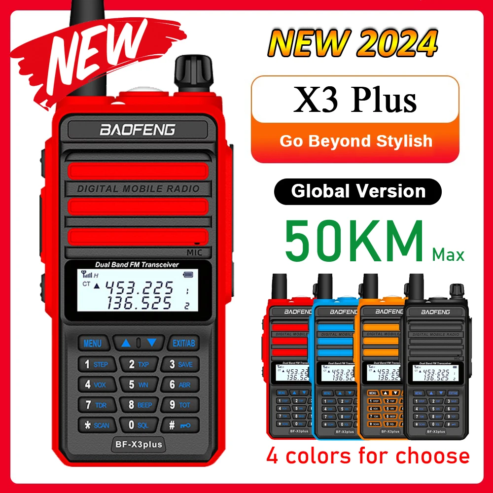 2024 BaoFeng X3-Plus Tri-band Long Range Waterproof 2 way Radios UHF/VHF 76-108MHz Radio Transmitter