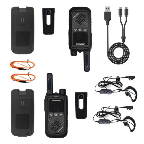 2PCS BAOFENG BF-T17 FRS Mini Walkie Talkie With Earpieces Long Range 22CH VOX USB 2W 0.5W with LED Flashlight - Image 2