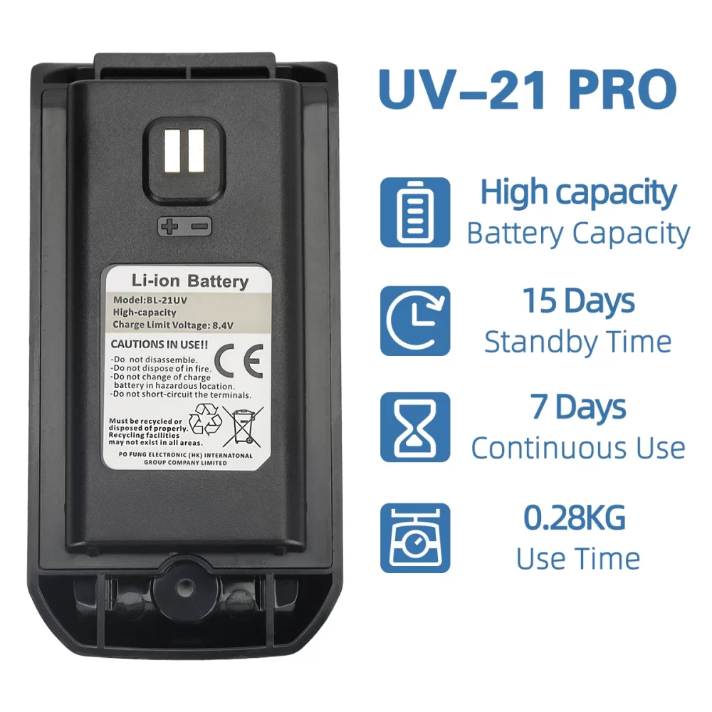 Original Baofeng UV-21 Pro High Capacity Li-ion Battery DC 8.4V support typ-c charging for Baofeng UV21 Pro Portable Walkie Talkie - Image 2
