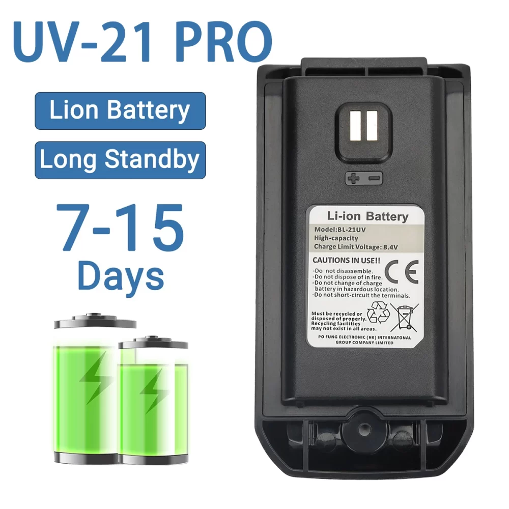 Original Baofeng UV-21 Pro High Capacity Li-ion Battery DC 8.4V support typ-c charging for Baofeng UV21 Pro Portable Walkie Talkie
