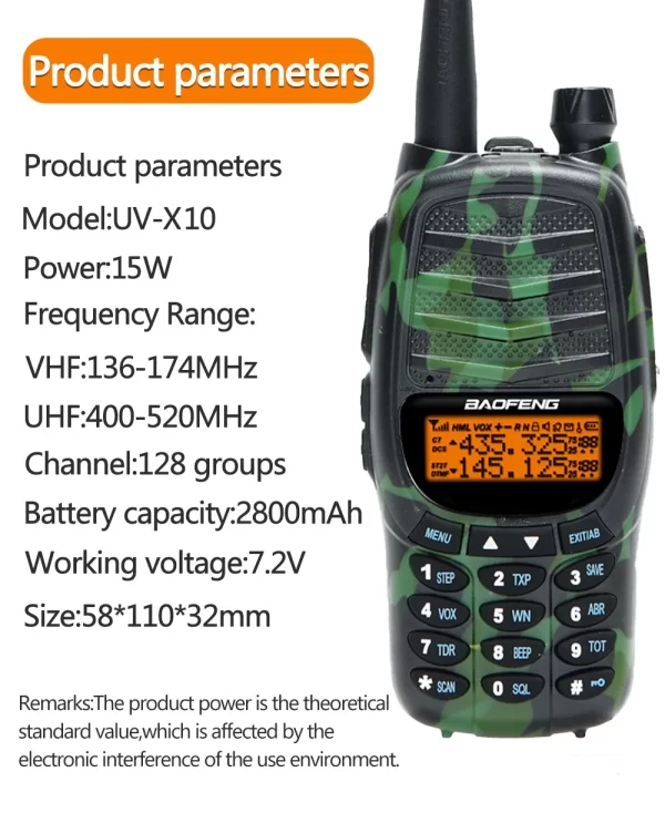 Baofeng UV-X10 15W Walkie Talkie Tri-power Dual Band Long Range 16 KM High Power Upgrade UV-5R CB USB Charger Ham Two Way Radio - Image 2