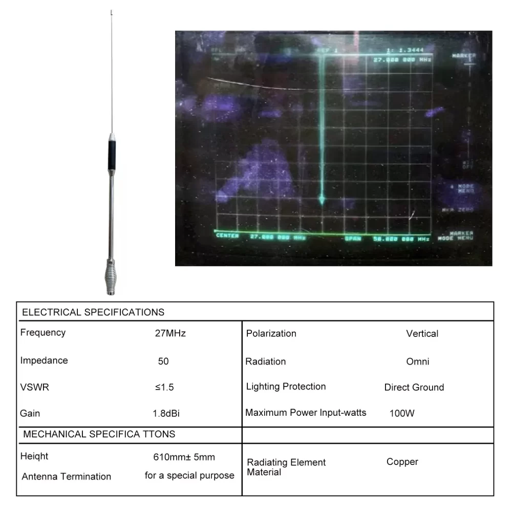 27MHz CB Walkie Talkie Mobile Car Antenna 61cm Length 1.8dB with Magnetic Mount and 5 Meter RG-58C/U Coaxial Cable 2782 - Image 3