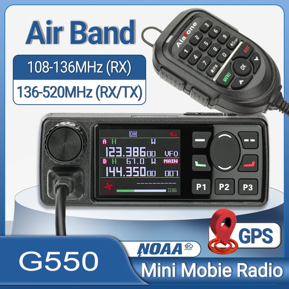 ALAFONE G550 Mobile Radio108-520MHz Full Band AIR Band 999 Channel 25W High Power Amateur GPS Radio Car Radio Station with Mic - Image 2