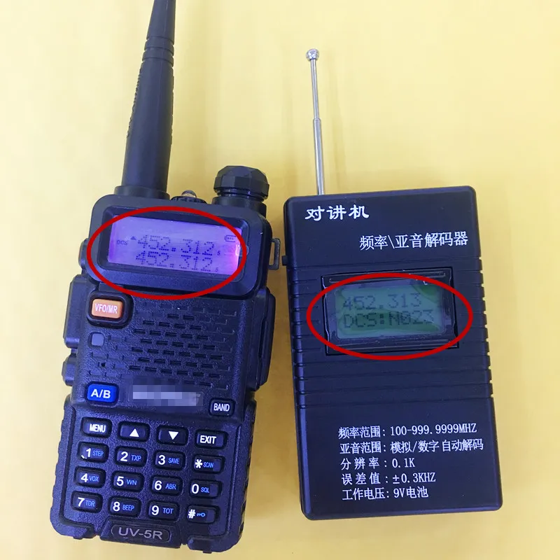 High sensitive handheld  frequency meter 50mhz-2.4G for walkie talkie ham radio CTCSS DCS decoder
