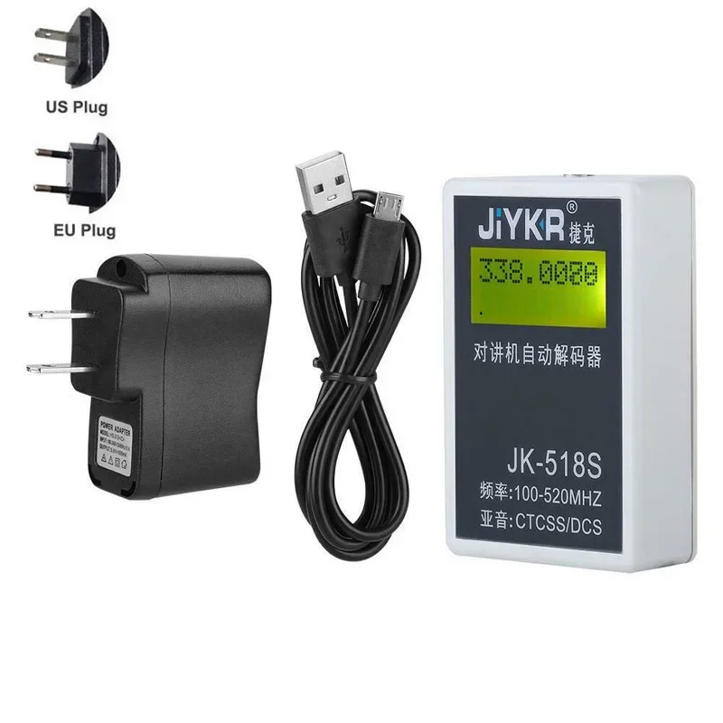 JK518S Two way Radio Automatic Decoder Portable LCD CTCSS & DCS 2in1  RF Frequency 100-520MHz Counter Meter Tester