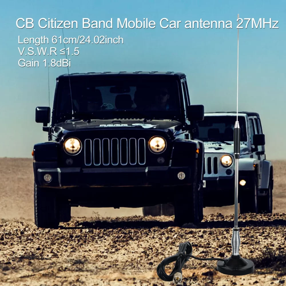 27MHz CB Walkie Talkie Mobile Car Antenna 61cm Length 1.8dB with Magnetic Mount and 5 Meter RG-58C/U Coaxial Cable 2782 - Image 4