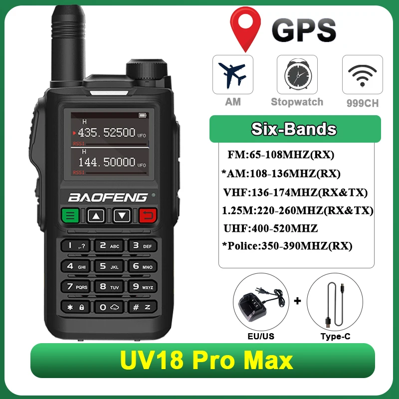 Baofeng UV18 Pro Max GPS 10W 8800mAh AM FM Six-Band UV18 i UV18H UV-G28 Pro Walkie Talkie VHF UHF CB Two Way Radios Police Band