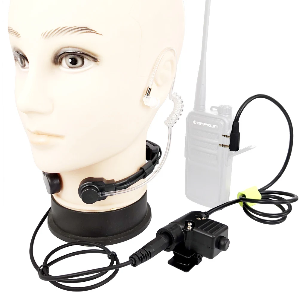Walkie Talkie Microphone Heavy Duty U94 PTT Neck Throat Mic Earpiece Radio Nato Tactical Headset for Baofeng Kenwood HYT