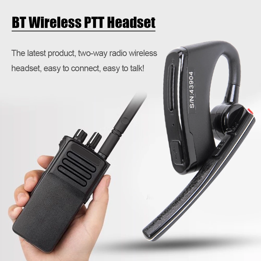 Wireless Walkie Talkie PTT Headphone 600mAh Earpiece Bluetooth for Motorola EP450 GP88 CP88