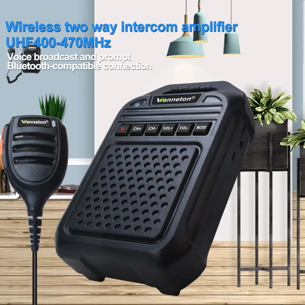 Wireless 2-ways Radio UHF 400-470MHz Walkie talkie Amplifier Remote Speaker Microphone TF Card Bluetooth-compatibleamplifier