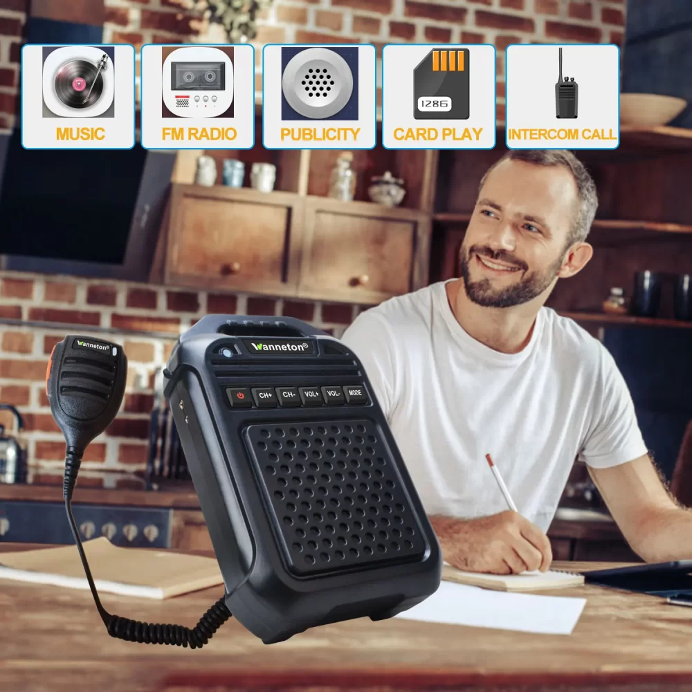 Wireless 2-ways Radio UHF 400-470MHz Walkie talkie Amplifier Remote Speaker Microphone TF Card Bluetooth-compatibleamplifier - Image 4