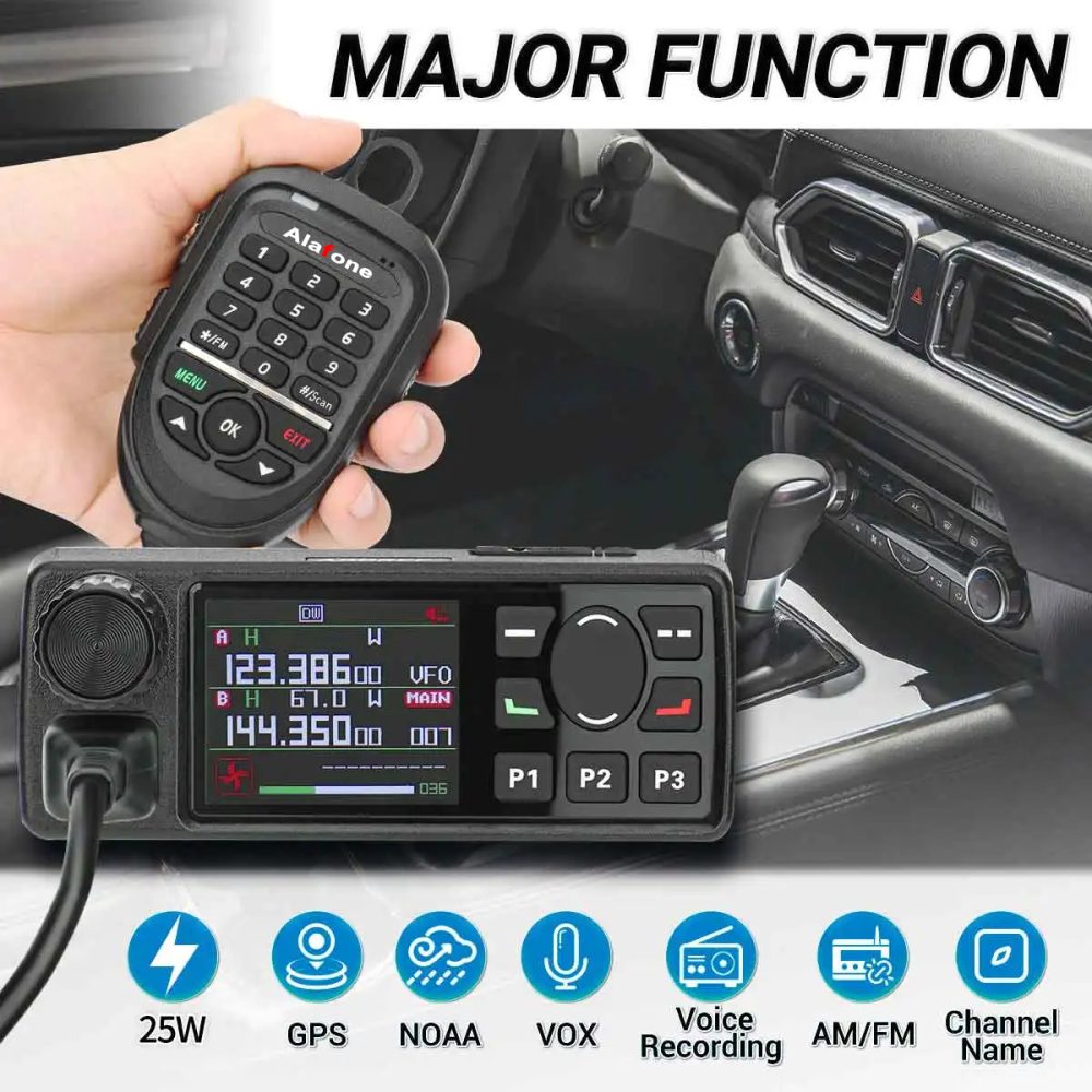 ALAFONE G550 Mobile Radio108-520MHz Full Band AIR Band 999 Channel 25W High Power Amateur GPS Radio Car Radio Station with Mic - Image 3