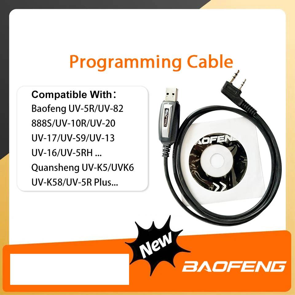 USB Programming Cable Quansheng UVK5 UVK6 5RPlus Baofeng 18Pro 13Plus 17Plus V2 Programming Cable CD Software Radio Accessories