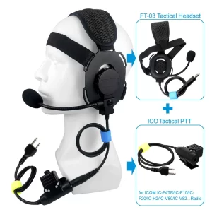 New Tactical U94 PTT Earpiece Mic for ICOM IC-F4TR IC-F10 IC-F20 IC-H2 IC-V80 IC-V82 Walkie Talkie FT-03 Earphone  