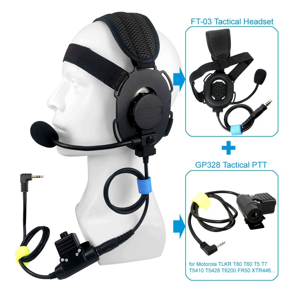 Tactical U94 PTT Headphone Headset for Motorola TLKR T80 T60 T5 T7 T5410 T5428 T6200 FR50 XTR446 Walkie Talkie FT-03