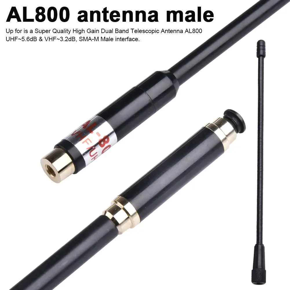 AL800 Walkie-talkie Antenna Extendable Dual Band High Gain SMA-Male Antenna For Puxing PX-2R TYT TH-UVF8D For Yaesu FT-FT-60 R 