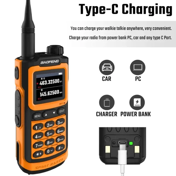 Baofeng UV-20 Walkie Talkie 10W 220-260mhz Tri-Band Rainyproof High Capacity Long Range Type C Charging 999 CH UV-G30 Pro Radio - Image 3