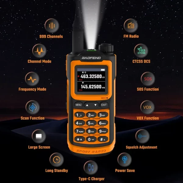 Baofeng UV-20 Walkie Talkie 10W 220-260mhz Tri-Band Rainyproof High Capacity Long Range Type C Charging 999 CH UV-G30 Pro Radio - Image 2