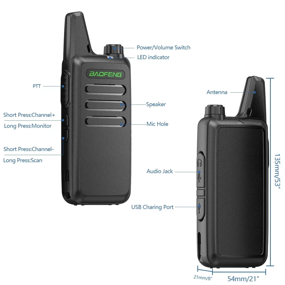 A pair Baofeng BF-T20 5W Portable Mini Walkie Talkie USB Charging 1PC/2PCS Two Way Radios Upgrade Of BF-C9 KD-C1 For Hunting Kid’s Toy - Image 3