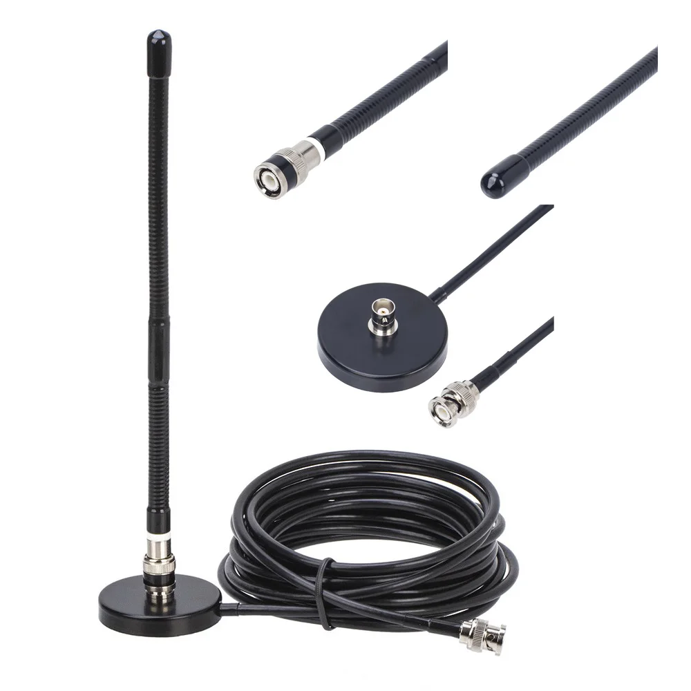 Kenwood Motorola ICOM IC-V8/V80/V82 TK100/300 Walkie Talkie 5m Coaxial Cable with BNC Male 27MHz Radio Antenna and Mount Base